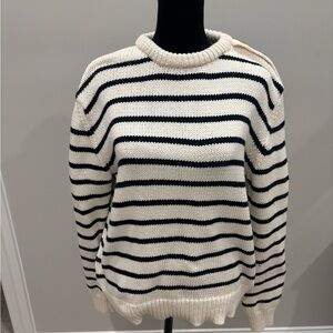 Zara Cream and Blue Knit Sweater